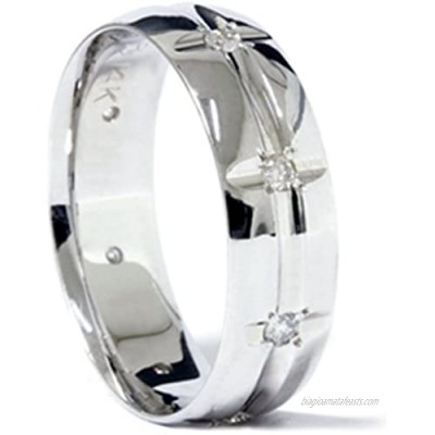Mens 1/5ct Diamond Wedding Polished Wedding Ring Band