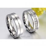 MoAndy Couple Rings Stainless Steel White Cubic Zirconia Matching Wedding Bands Ring for Him/Her