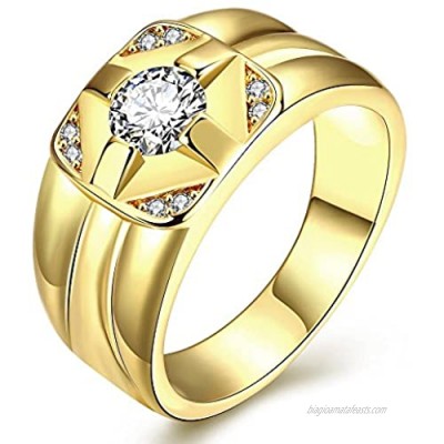 Uloveido Gold Plated Wedding Band Rings for Women and Men Anniversary Birthday Jewelry Rings KR120