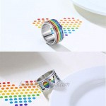 VNOX Gay Lesbian Pride Rainbow Ring Spinner Rings Anxiety Fidget Ring Friendship Wedding Parade LGBT Ring for Gay & Lesbian