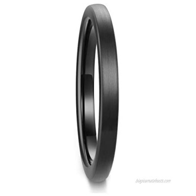 Zoesky Tungsten Rings for Men Women Engagement Wedding Band 2mm 4mm 6mm 8mm Matte Finish Domed Brushed Comfort Fit Black