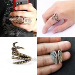 11 Pcs Vintage Frog Rings Cute Animal Open Ring Retro Snake Rings Set Full Finger Ring Statement Biker Punk Rings for Women Girls Men