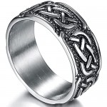 9mm Vintage Stainless Steel Celtic Knot Ring Biker Cocktail Party