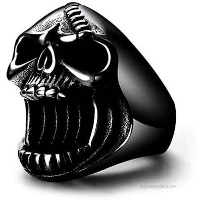 Black Skull Rings for Men  Mens Stainless Steel Beer Bottle Opener Skull Ring  Gothic Biker Punk Cool Jewelry