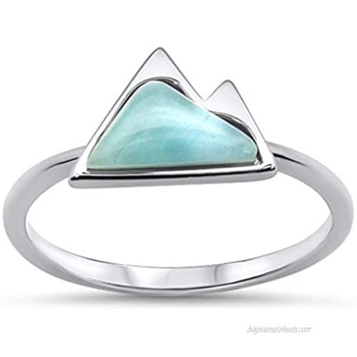 CloseoutWarehouse Larimar Simple Mountain Ring Sterling Silver