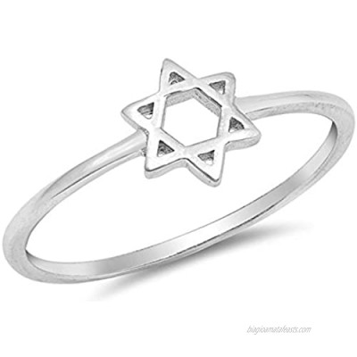 CloseoutWarehouse Rhodium Plated Sterling Silver Plain Star of David Ring