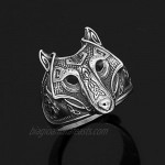 GuoShuang Men 316L stainless steel Nordic norse Viking odin's wolf vantage ring with gift bag
