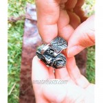 GuoShuang Nordic Viking amulet odin face Worrior Amulet Stainless Steel Ring with Valknut Rune Gift Bag
