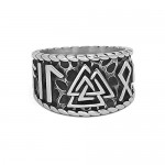 GuoShuang Nordic viking odin symbol valknut amulet Stainless steel Ring With Valknut Gift Bag