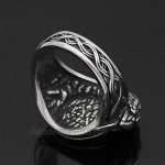 GuoShuang Nordic viking odin symbol valknut Raven amulet Stainless steel Ring With Valknut Gift Bag