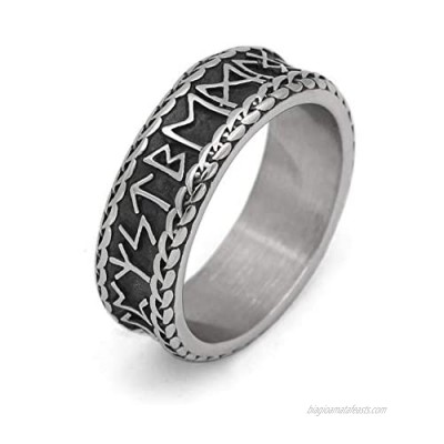 GuoShuang Nordic Viking Rune Knot Rings with Valknut Gift Bag - Stainless Steel