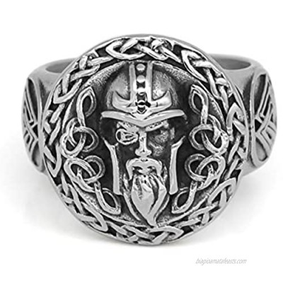 GuoShuang Stainless Steel Men Viking Odin Knot Raven Amulet Ring with Valknut Gift Bag