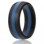ROQ Silicone Wedding Ring for Men 7 Pack 4 Pack & Singles Silicone Rubber Bands - Classic Style Solid & Striped Metallic Look & Matte Colors