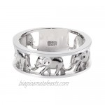 Sterling Silver Elephant Family Migration Ring 925 (Color Options Sizes 4-15)
