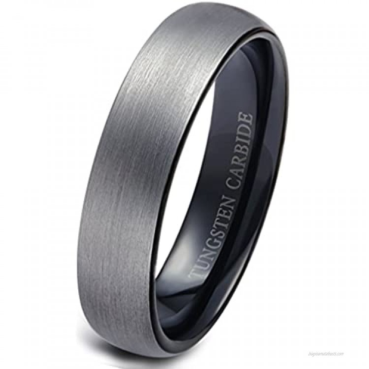 Tungary Tungsten Rings for Men Wedding Engagement Band Brushed Black 6mm Size 6-14