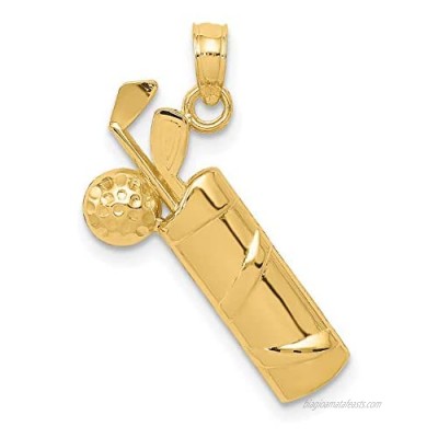 14k Yellow Gold Diamond-Cut Golf Bag Pendant (L- 19 mm  W- 18 mm)