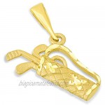 14k Yellow Gold Set of Golf Clubs in a Sunday Carry Bag Charm Sports Pendant