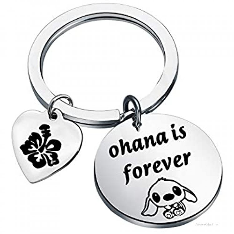 AKTAP Ohana Keychain Ohana is Forever Hibiscus Flower Charm Gift Ohana Jewelry