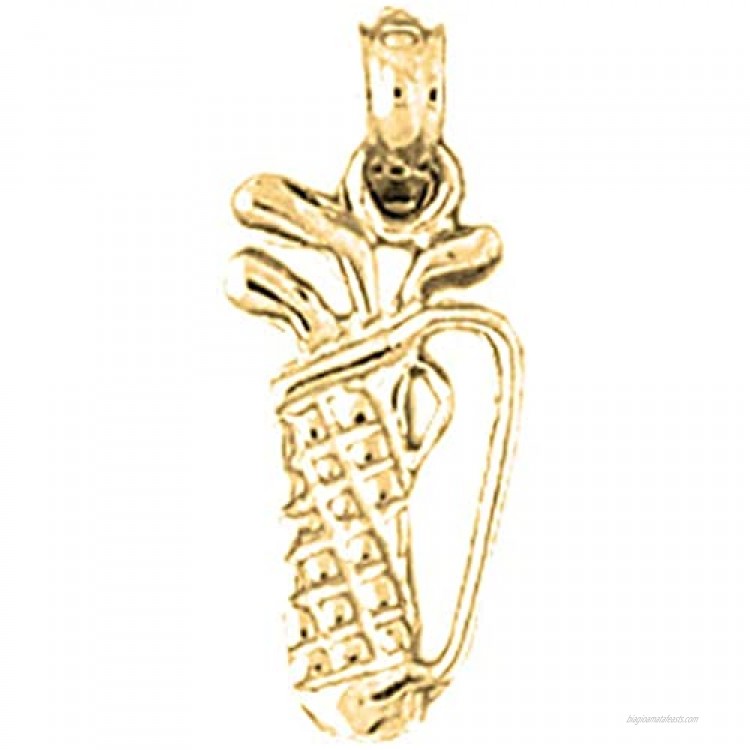 Jewels Obsession 18K Golf Bag Pendant | 18K Yellow Gold Golf Bag Pendant Made in USA
