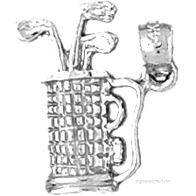 Jewels Obsession 3D Golf Bag Pendant | Sterling Silver 925 3D Golf Bag Pendant - 17 mm