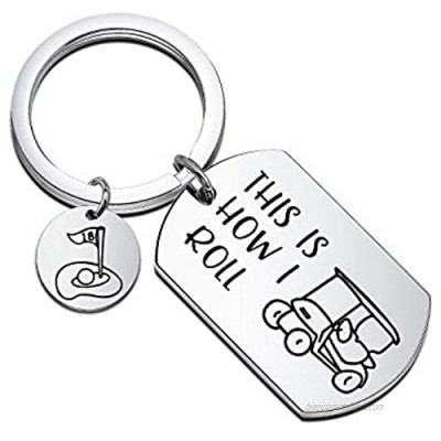 MAOFAED Golfer Gift Golf Keychain This is How I Roll Keychain Gift for Golfer Golf Cart Keychain