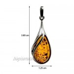 Certificate Genuine Amber Sterling Silver Drop Classic Pendant Necklace Chain 18