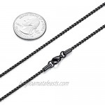 FOSIR 2-4MM Mens Womens Stainless Steel Black Rolo Cable Chain Necklace 18-36 Inch