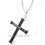 Fun Collections (Joshua 1:9) Bible Verse Strong & Courageous Cross Black & Stainless Steel Bold Faith Religious Jewelry Necklace On Chain in Gift Bag (24)