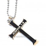 Fun Collections (Joshua 1:9) Bible Verse Strong & Courageous Cross Black & Stainless Steel Bold Faith Religious Jewelry Necklace On Chain in Gift Bag (24)