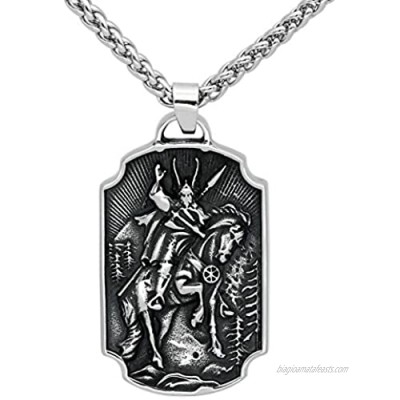 GuoShuang Men Nordic Viking Odin Yggdrasil Stainless Steel Necklace Double Side with Viking Gift Bag
