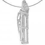 Jewels Obsession Silver Golf Bag Necklace | Rhodium-plated 925 Silver Golf Bag Pendant with 18 Necklace
