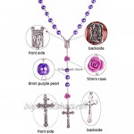 Nazareth Store Catholic Purple Pearl Beads Rosary Necklace Our Rose Lourdes Medal & Cross NS