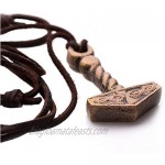 Norse Tradesman Thor's Hammer Necklace - Solid Brass Mjolnir Pendant with Adjustable Genuine Leather Cord
