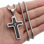 RMOYI Mens Rotatable Cross Necklace Stainless Steel Pendant Necklace Chain 24