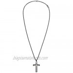 Steve Madden Stainless Steel 28 Inch Box Chain Double Cross Pendant Necklace for Men