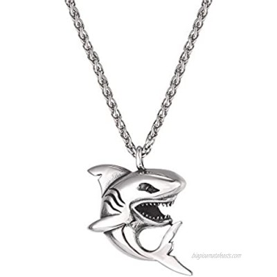 U7 Shark/Fish/Dolphin Pendant Animal Jewelry Men Boys Necklace with Stainless Steel/Gold/Black Gun Plated/925 Sterling Silver Chain