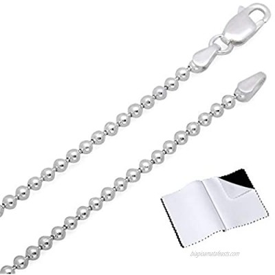 1mm-5mm Solid .925 Sterling Silver Ball Military Chain Necklace or Bracelet
