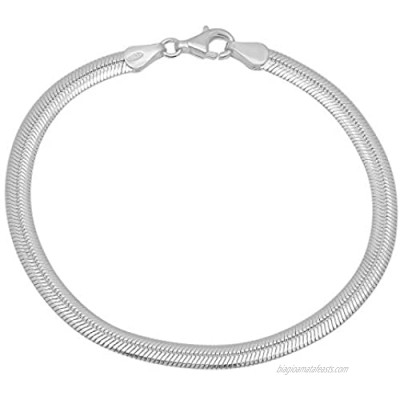 4.6mm Solid .925 Sterling Silver Flat Herringbone Chain Bracelet