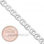 5.3mm Solid .925 Sterling Silver Flat Mariner Chain Bracelet