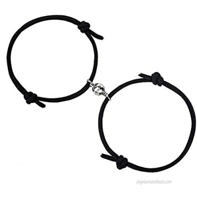 Magnetic Couples Bracelets Mutual Attraction Relationship Matching Braided Rope Bracelet Valentine Gift for Couples Women Men Lovers Boyfriend Girlfriend 2pcs