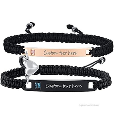 MEALGUET A Pair Custom Magnetic Couples Bracelets Mutual Attraction Personalized Nameplate Braided ID Bracelets Matching Lover Bracelets for Him Her