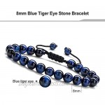 MONOZO Beaded Bracelets for Men Women - 8mm Tiger Eye Bead Bracelet Adjustable Natural Lava Rock Stone Essential Oil Anxiety Aromatherapy Bracelets Jewelry Gifts
