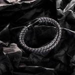 murtoo Mens Bracelet Leather Braided Brown and Black Leather Bracelet for Men