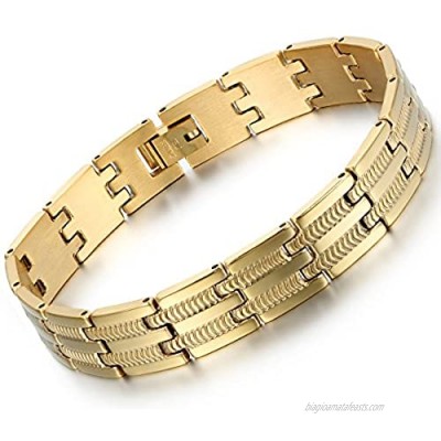 Oidea Mens Wide Stainless Steel Snake Bone Bracelet Gold Siver for Christmas  with Gift Bag