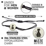 Stainless Steel Cat Lover Charm on Double Black String Bracelet for Men & Women - Cat Mom Gift Pet Bracelet Cat Lover Gifts for Women - Waterproof Hypoallergenic Cat Jewelry