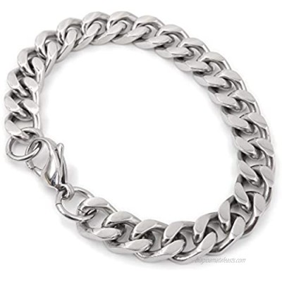 Steelmeup Stainless Steel Simple Curb Cuban Link Chain Bracelet for Men Boys 6mm 8mm 10mm 12mm 7inch 8inch 9inch