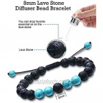 Tatuo Adjustable Lava Rock Stone Essential Oil Diffuser Bracelet Braided Rope Stone Yoga Beads Bracelets for Men Women (5 Colors Set A) (Style Set A)