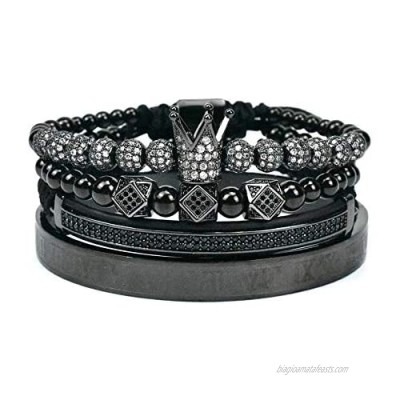 WFYOU Imperial Crown Bracelets for Men 18kt Gold Bracelet Cubic Zirconia Beads Bracelets Cross Bracelets Charm Men Luxury Gift