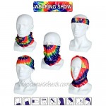 9 Pieces Headband Balaclava Tie-dye Headband Hippie Neck Gaiter Bandana Sun Protection Face Mask for Women and Men