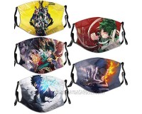 Adult Men's Women's 5Pcs with 10 Filters Anime Face Mask Adjustable Windproof Dustproof Balaclava Mouth Cover Made in USA